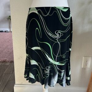 Vintage Y2K, black and green swirly fairy flowy midi skirt